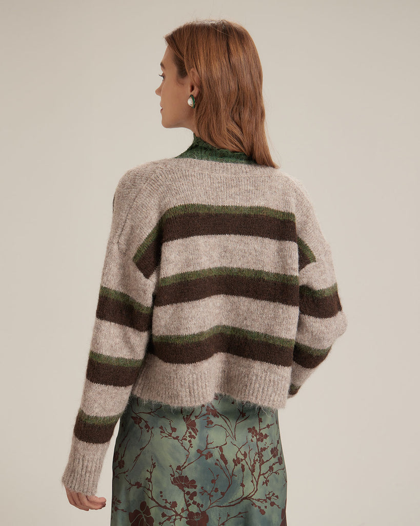 Crew-neck color-matching sweater Tops - RIHOAS