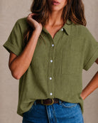Green Short Sleeve Button Shirt