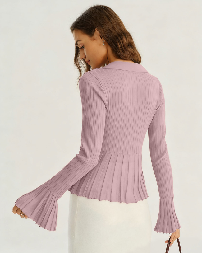 Purple Bell Sleeve Knit Cardigan