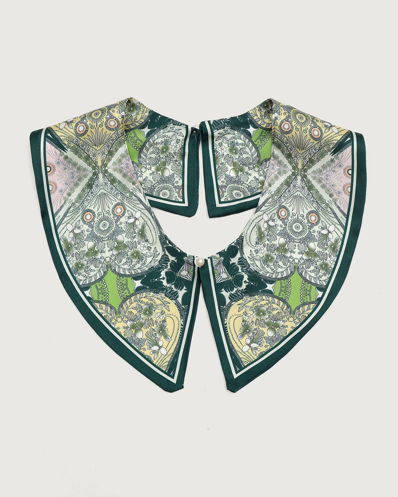Floral Heart Print Detachable Collar Green Necklaces - RIHOAS