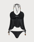 Knitted Polyester Tankini Suit Black Tankinis - RIHOAS