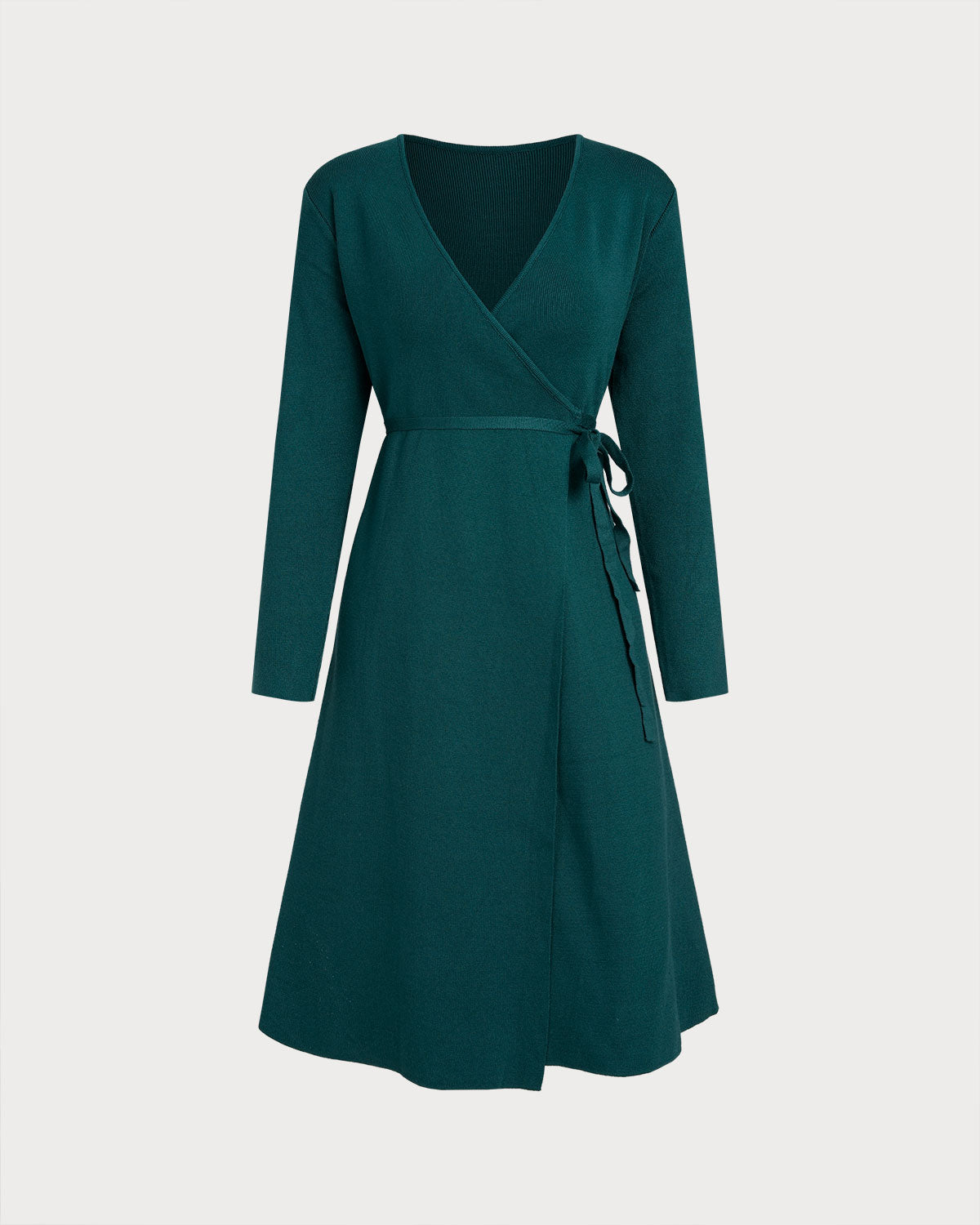 Ladies' Knitted Acrylic Wool Dress Green Dresses - RIHOAS