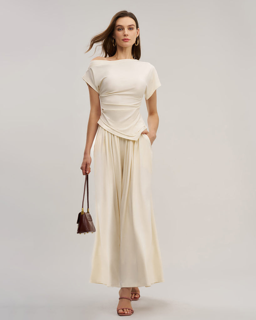 Ladies' knitted rayon suit Apricot Two-Piece Outfits - RIHOAS