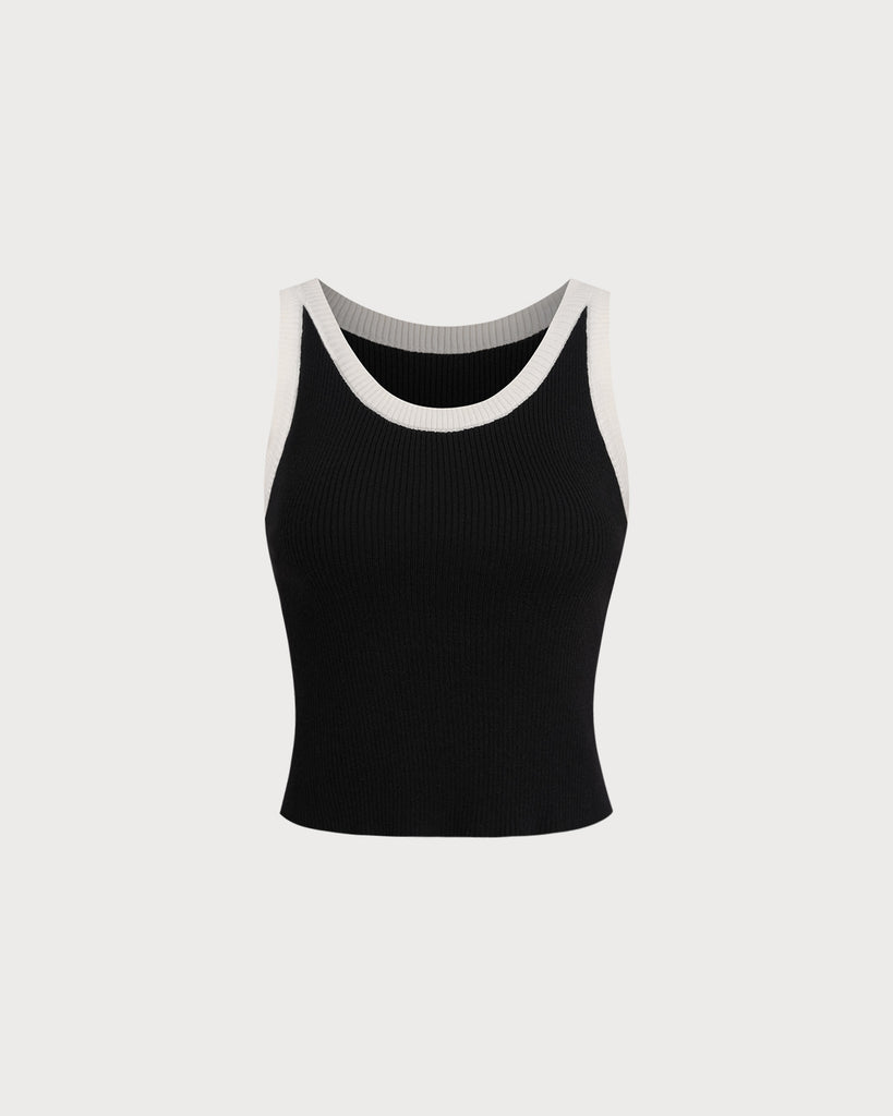 Ladies' woolen polyester Tank Top Black Tops - RIHOAS