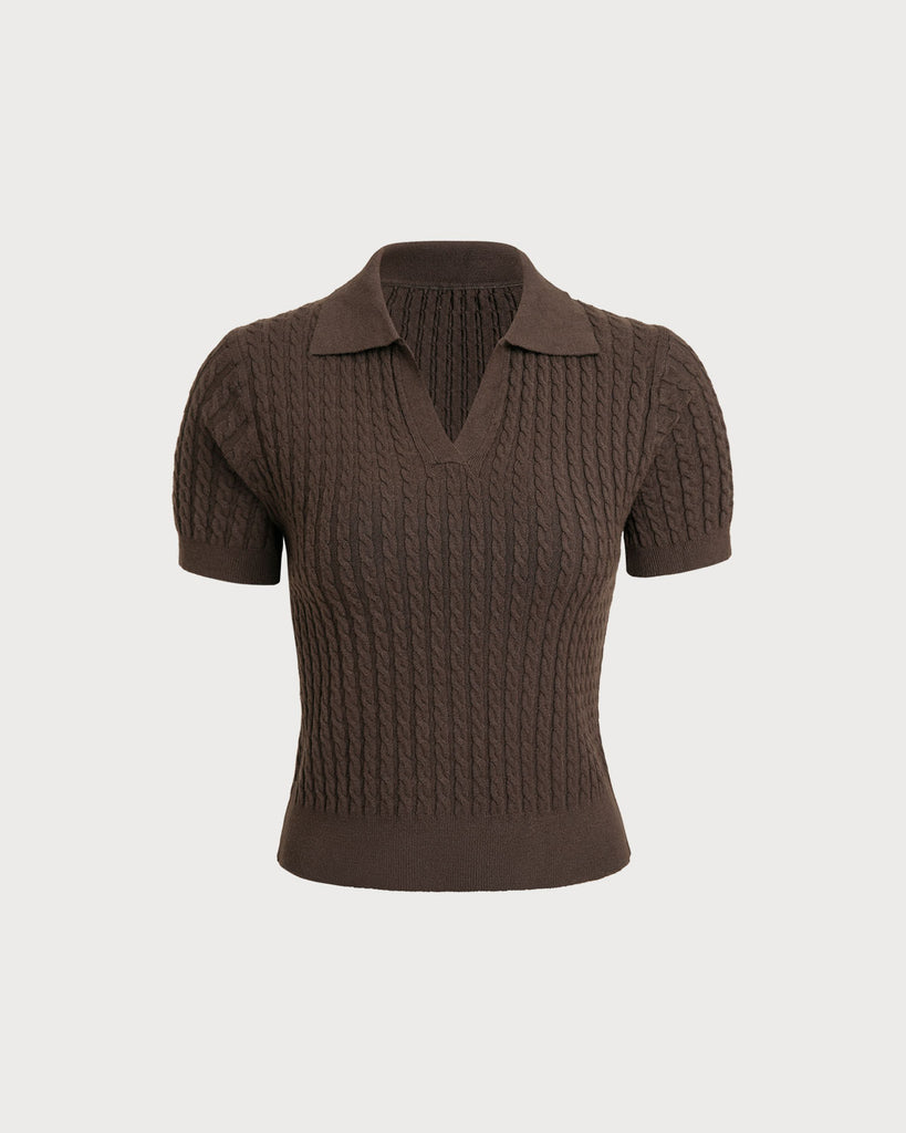 Ladies' woolen polyester Tops Coffee Tops - RIHOAS