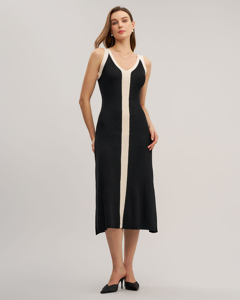 Ladies' woolen viscose dress Black Dresses - RIHOAS