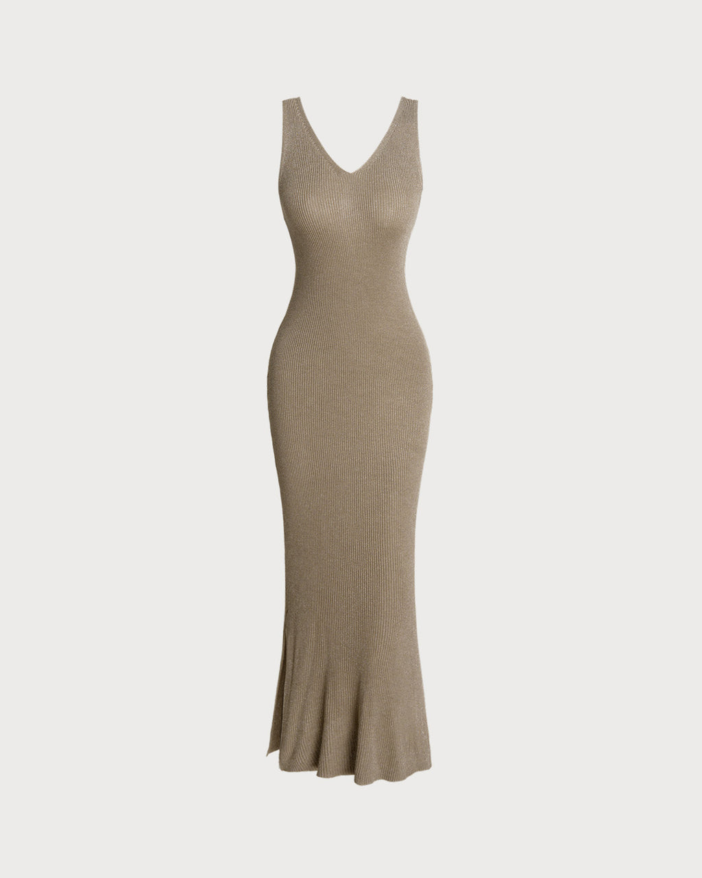 Ladies' woolen viscose Midi Dresses Khaki Dresses - RIHOAS