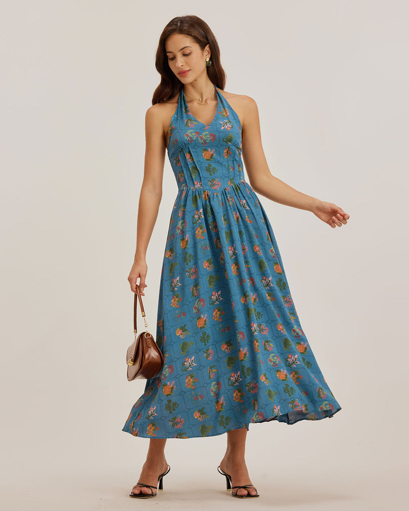 Ladies' woven polyester halter dress Dresses - RIHOAS