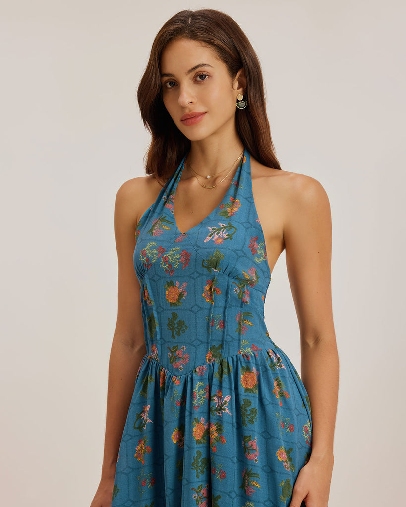 Ladies' woven polyester halter dress Dresses - RIHOAS