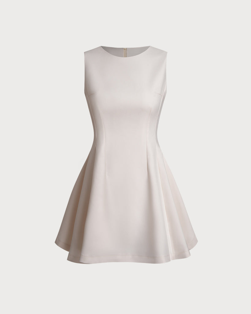 Ladies' woven polyester Mini Dresses Apricot Dresses - RIHOAS