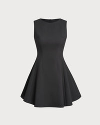 Ladies' woven polyester Mini Dresses Black Dresses - RIHOAS