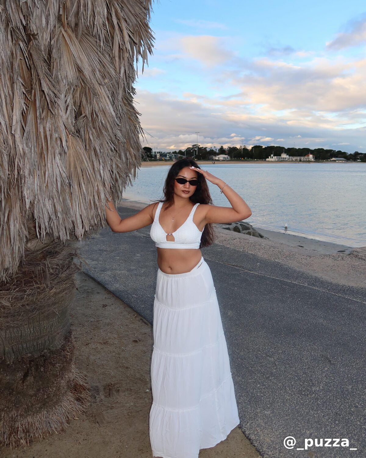White U Neck Cut Out Tankini Set-13