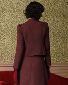 Burgundy Retro Single-breasted Tweed Jacket