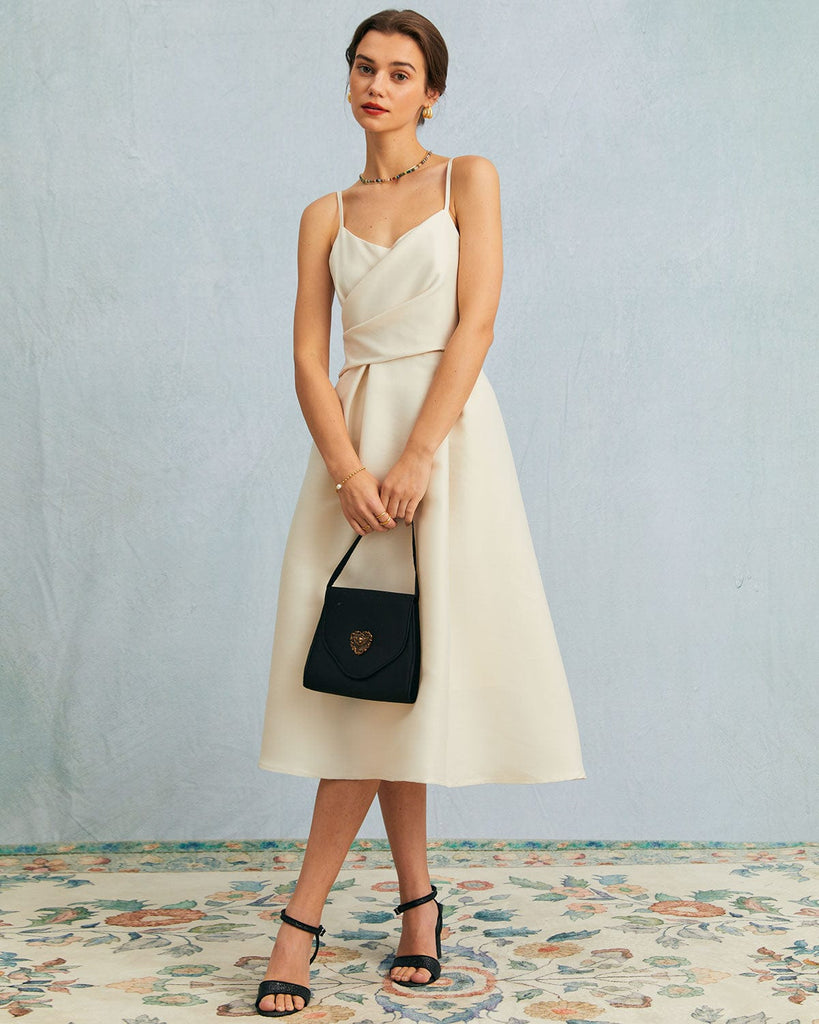 The Apricot Ruched A-line Midi Dress Dresses - RIHOAS