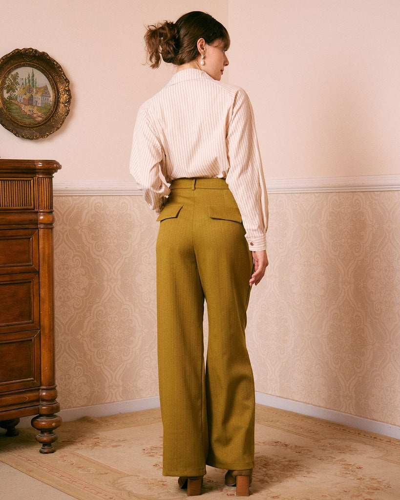 The Apricot Striped Button Shirt Tops - RIHOAS