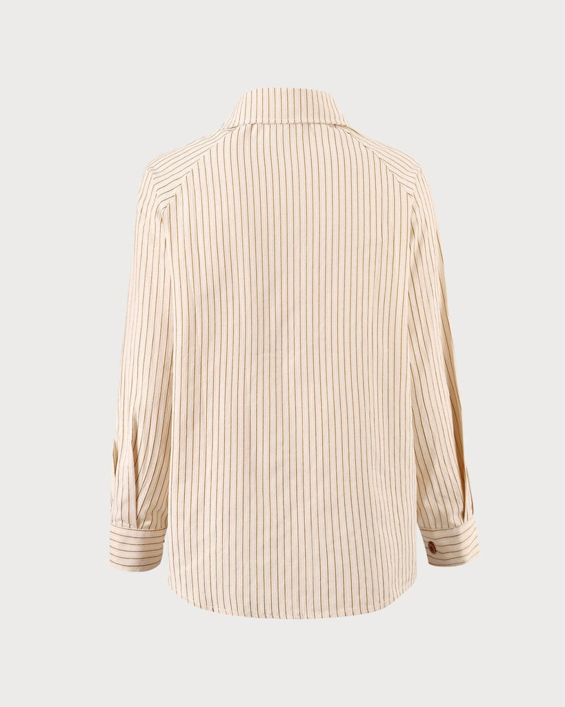 The Apricot Striped Button Shirt Tops - RIHOAS