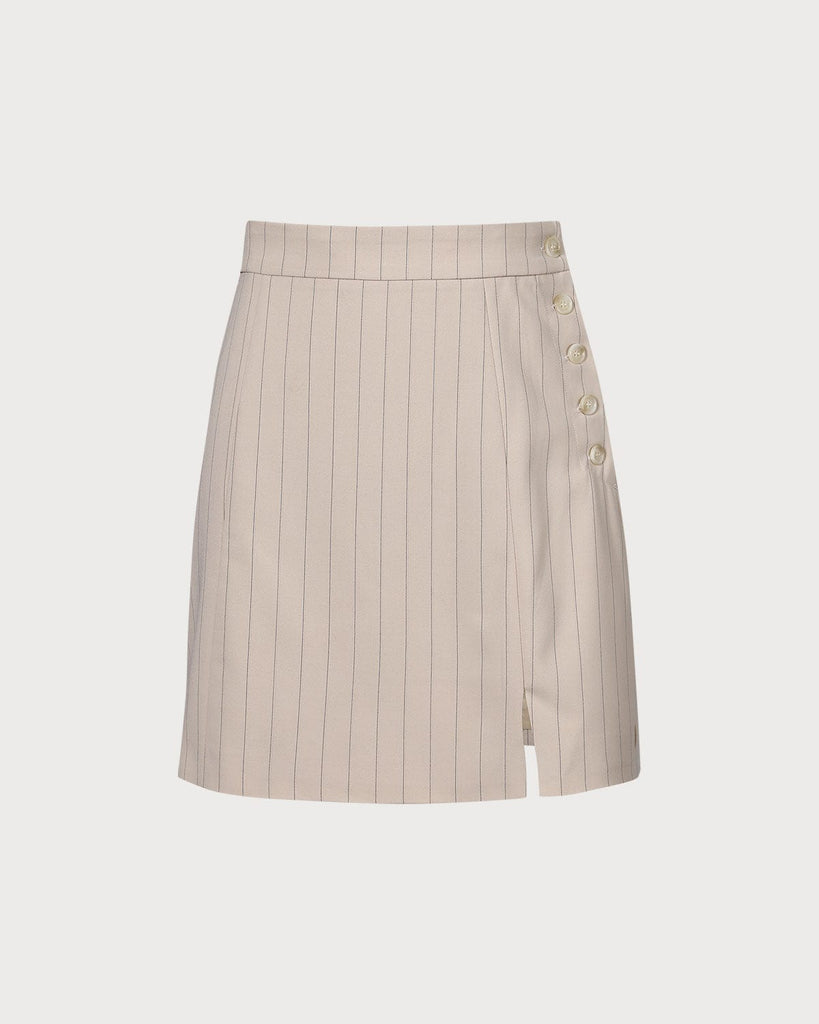 The Apricot Striped Split Hem Mini Skirt Apricot Bottoms - RIHOAS