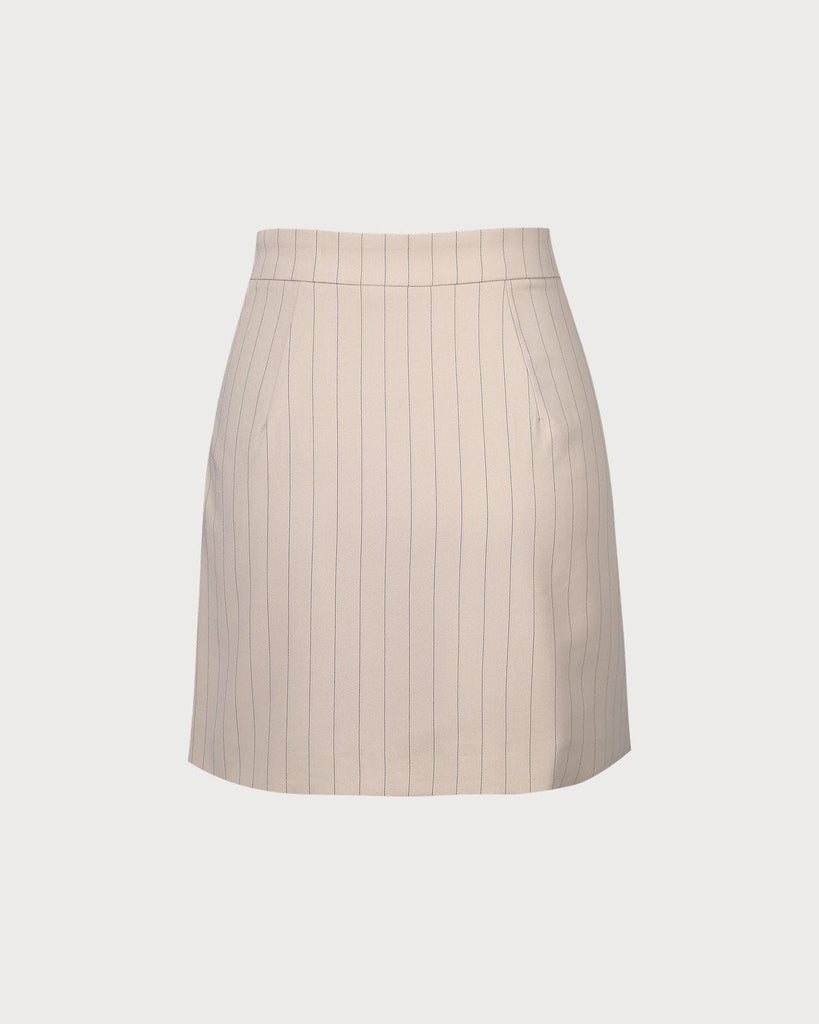 The Apricot Striped Split Hem Mini Skirt Bottoms - RIHOAS