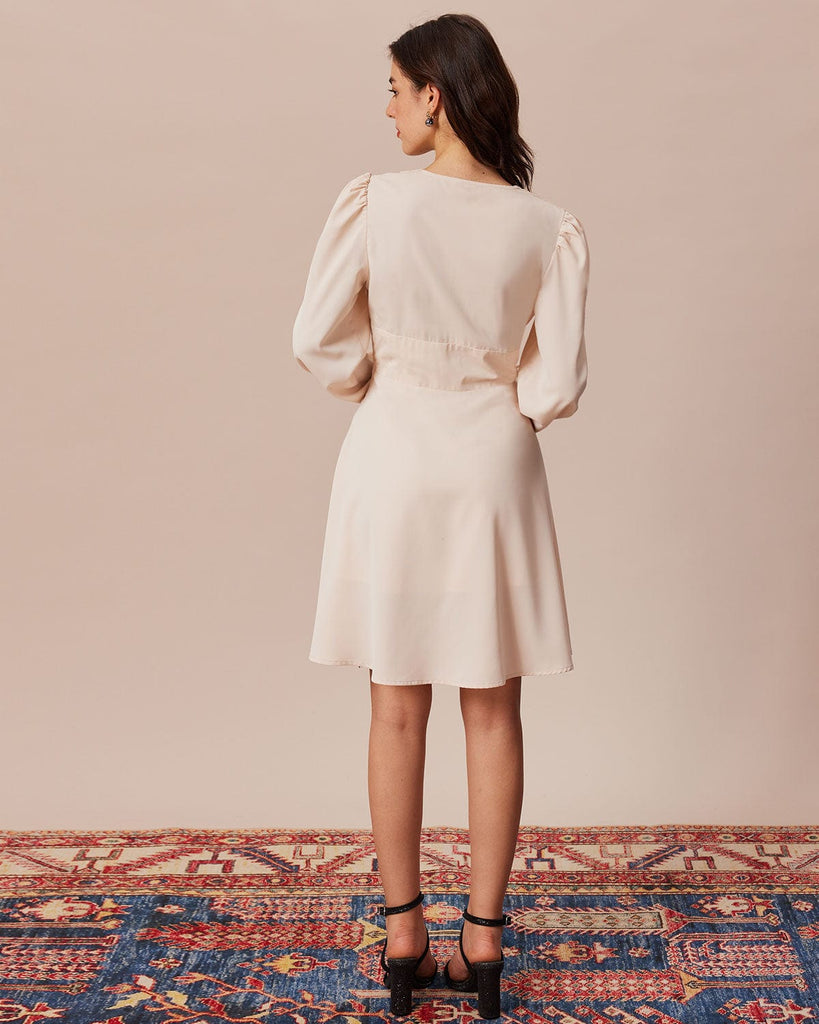 The Apricot V-Neck Pleated Detail Dress Dresses - RIHOAS