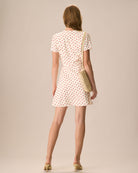 The Beige Polka Dot Button Mini Dress Dresses - RIHOAS
