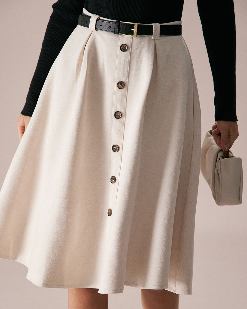 The Beige Suede Umbrella Skirt Apricot Bottoms - RIHOAS