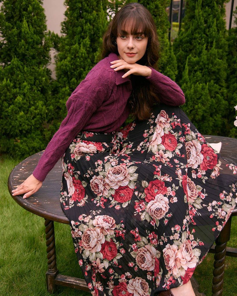 The Belted Pleated Midi Skirt Bottoms - RIHOAS