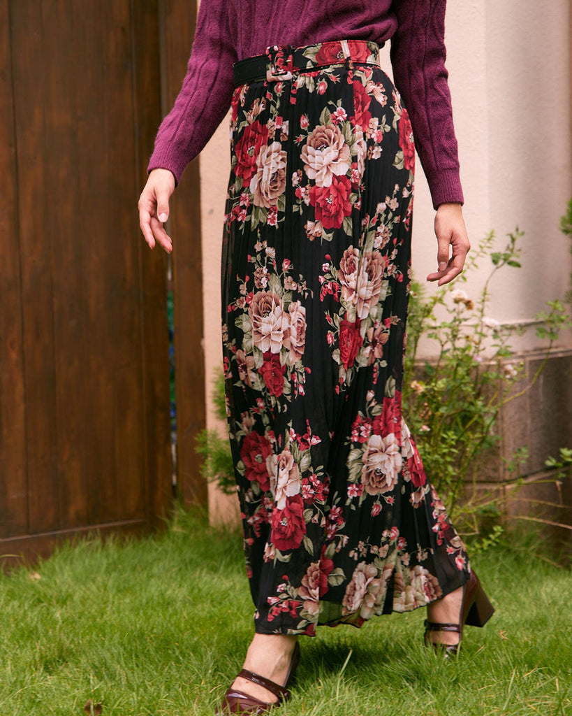 The Belted Pleated Midi Skirt Bottoms - RIHOAS
