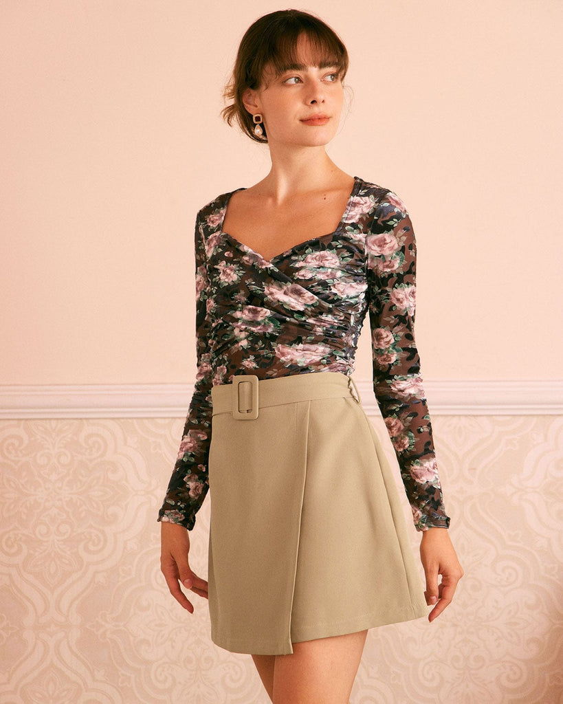 The Belted Split Hem Mini Skirt Bottoms - RIHOAS