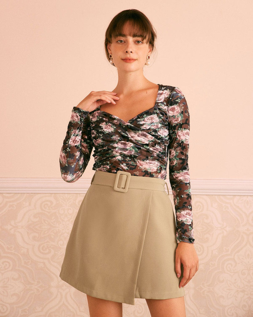 The Belted Split Hem Mini Skirt Bottoms - RIHOAS