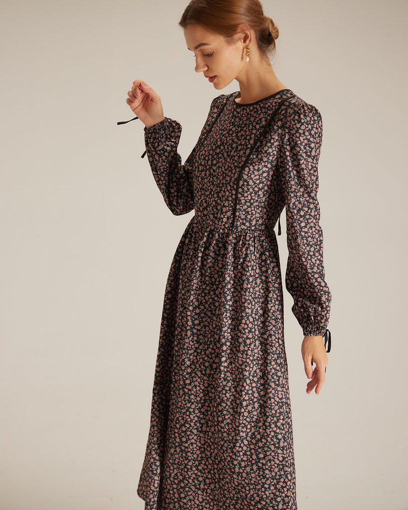 The Black Floral Hollow Out Back Maxi Dress Dresses - RIHOAS