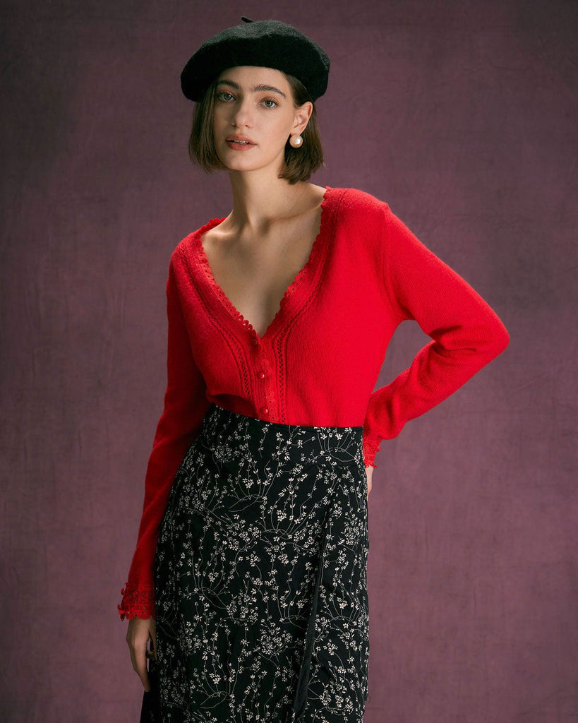 The Black Floral Tie Midi Skirt Bottoms - RIHOAS