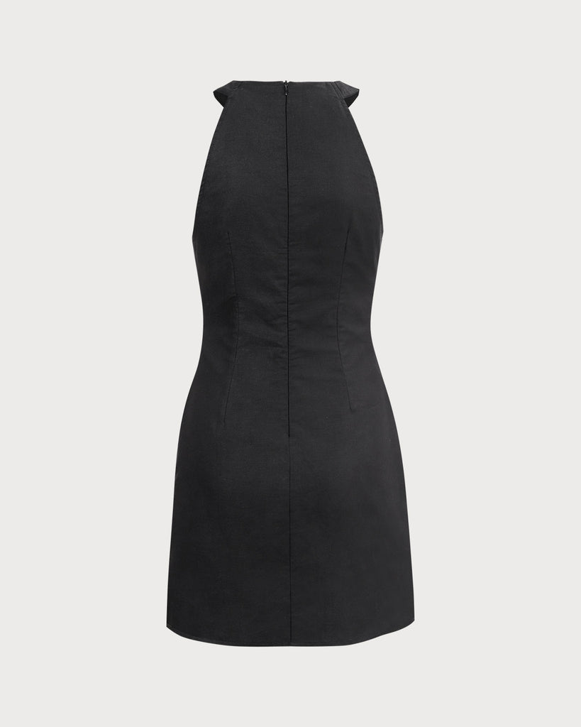 The Black Halter Solid Mini Dress Dresses - RIHOAS