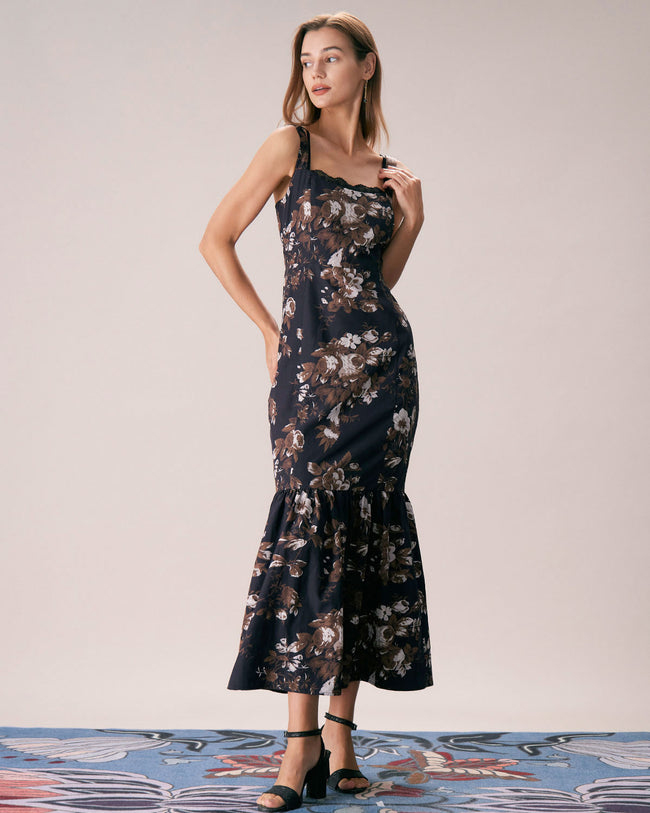 The Black Lace Trim Floral Mermaid Maxi Dress & Reviews The Black Lace Trim Floral Mermaid Maxi Dress & Reviews