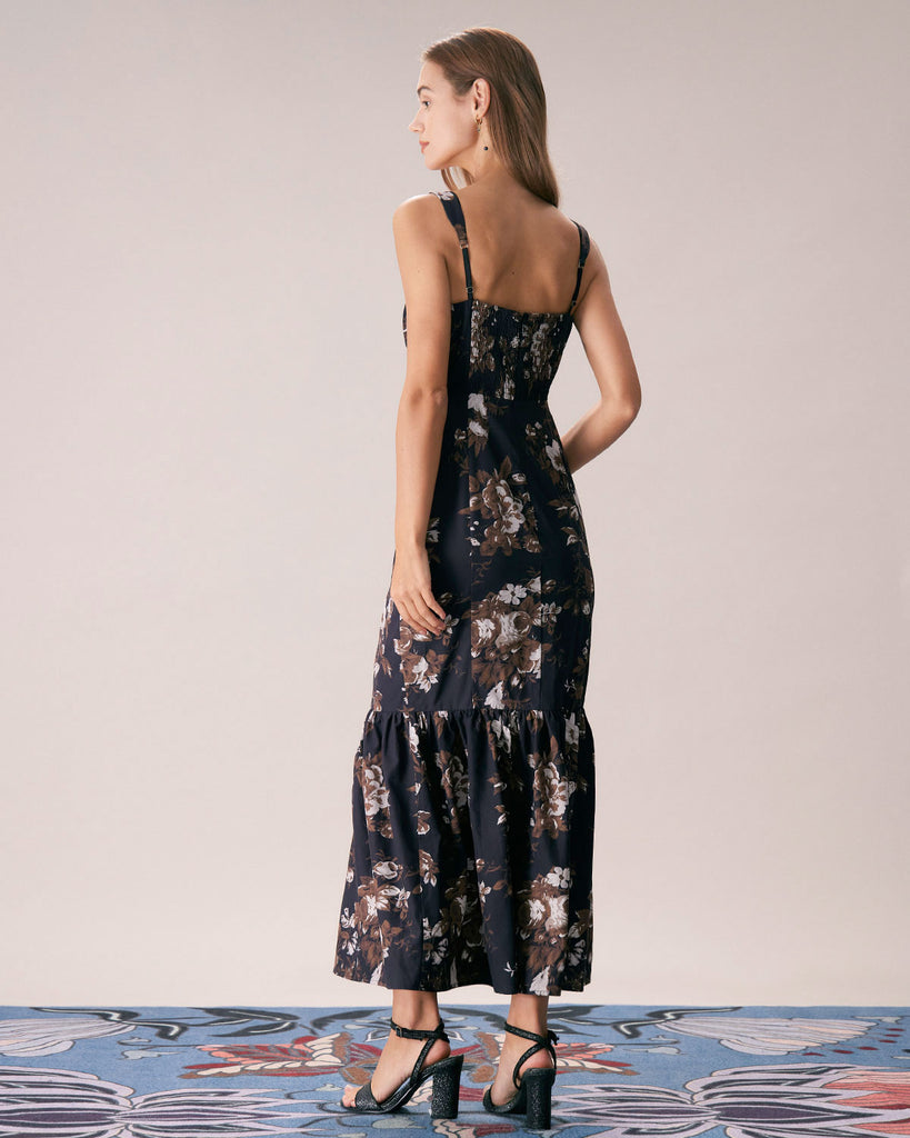 The Black Lace Floral Mermaid Maxi Dress Dresses - RIHOAS