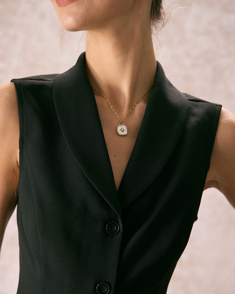 The Black Lapel Button Vest Tops - RIHOAS