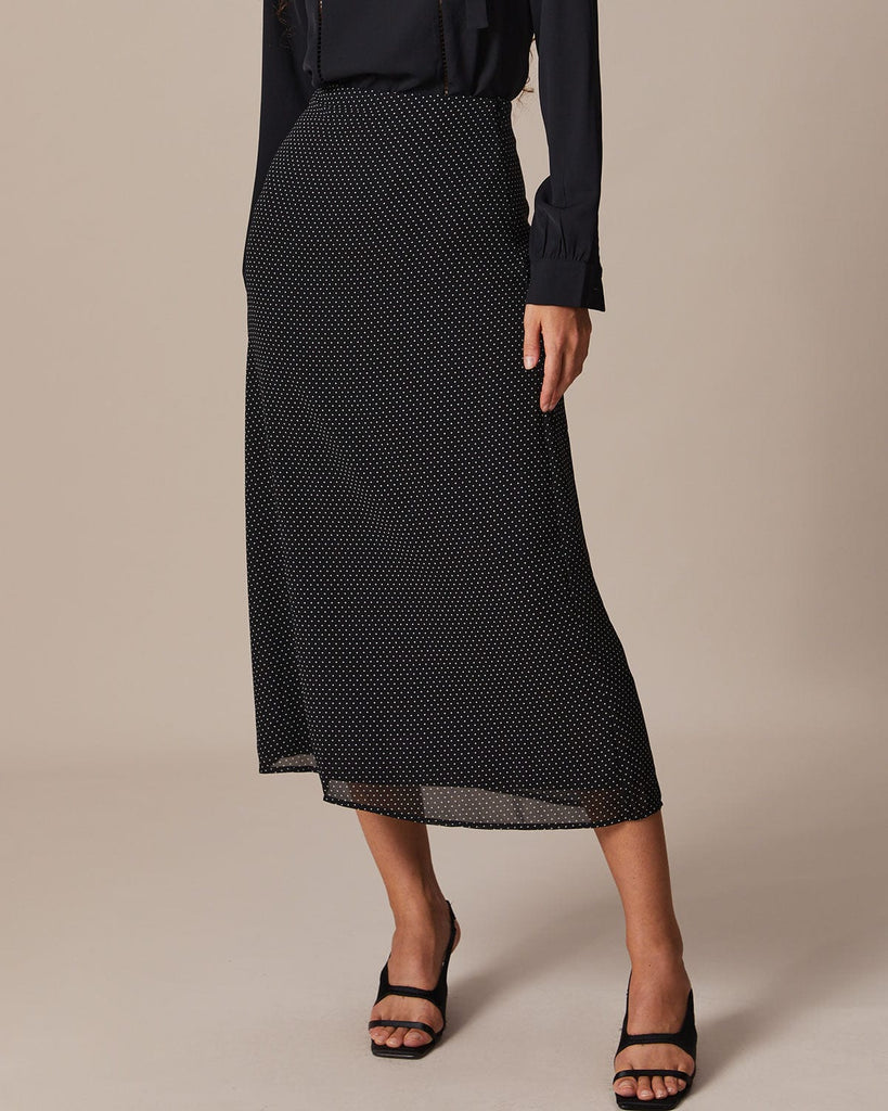 The Black Polka Dot Skirt Black Bottoms - RIHOAS
