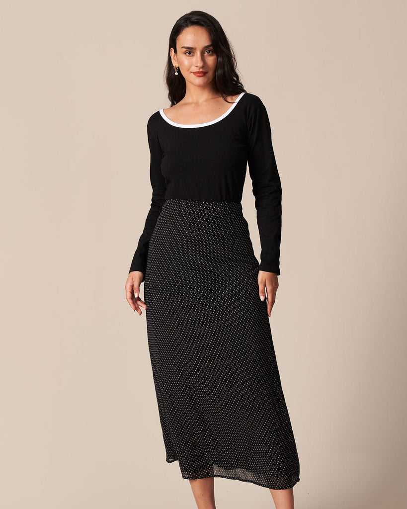 The Black Polka Dot Skirt Bottoms - RIHOAS