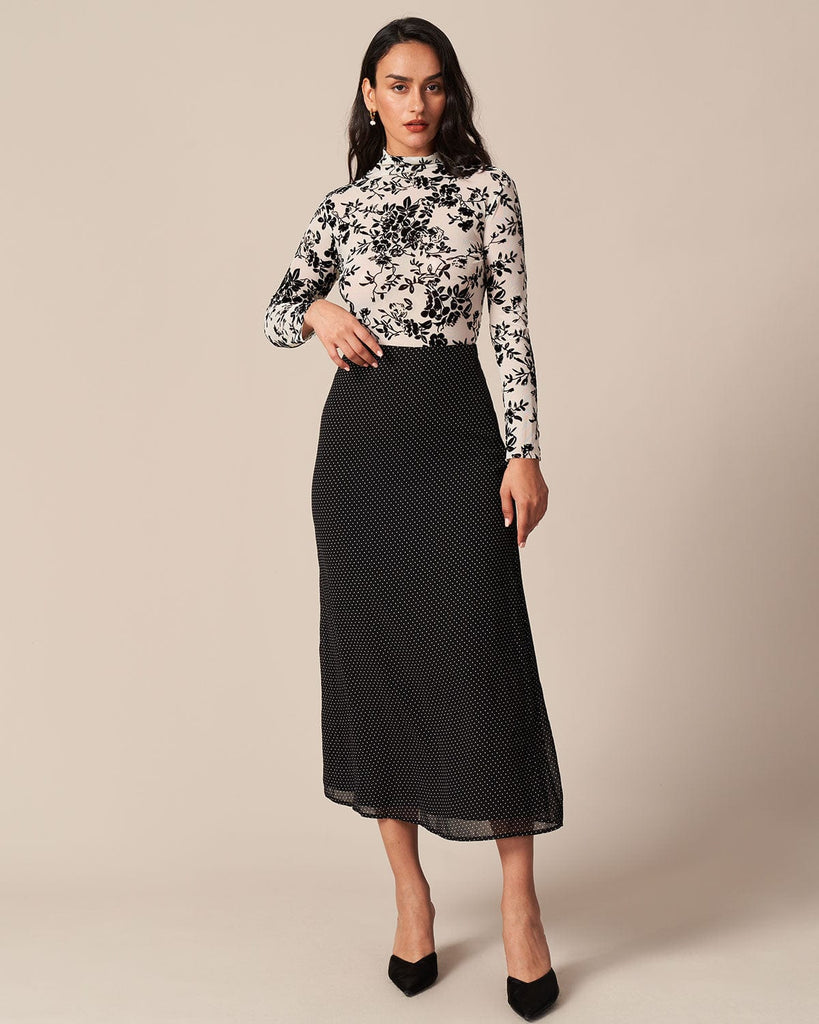 The Black Polka Dot Skirt Bottoms - RIHOAS