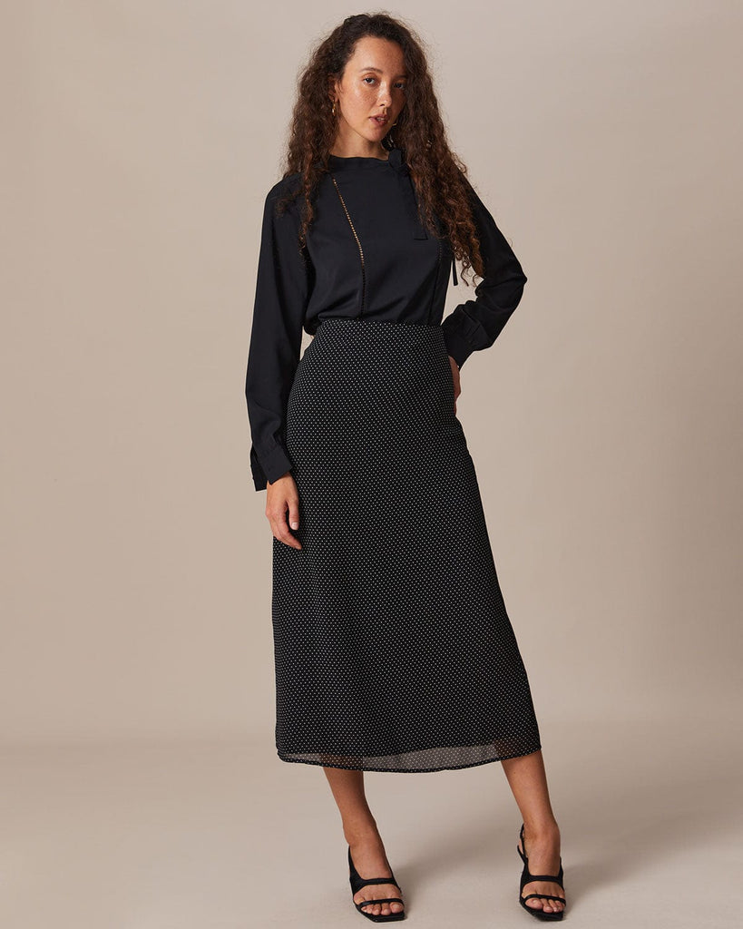 The Black Polka Dot Skirt Bottoms - RIHOAS