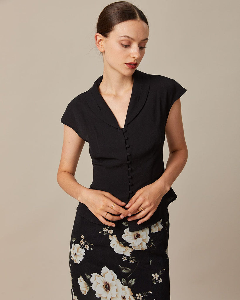 The Black Solid Raglan Sleeve Shirt Tops - RIHOAS