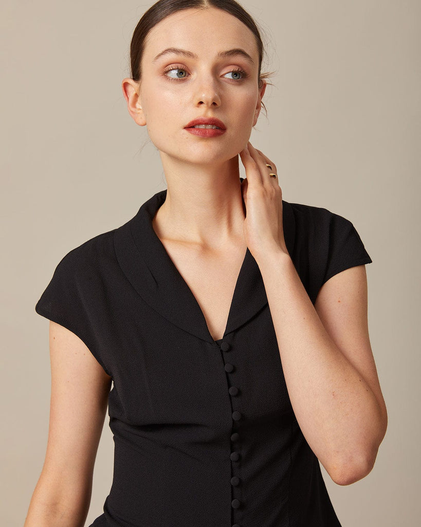 The Black Solid Raglan Sleeve Shirt Tops - RIHOAS