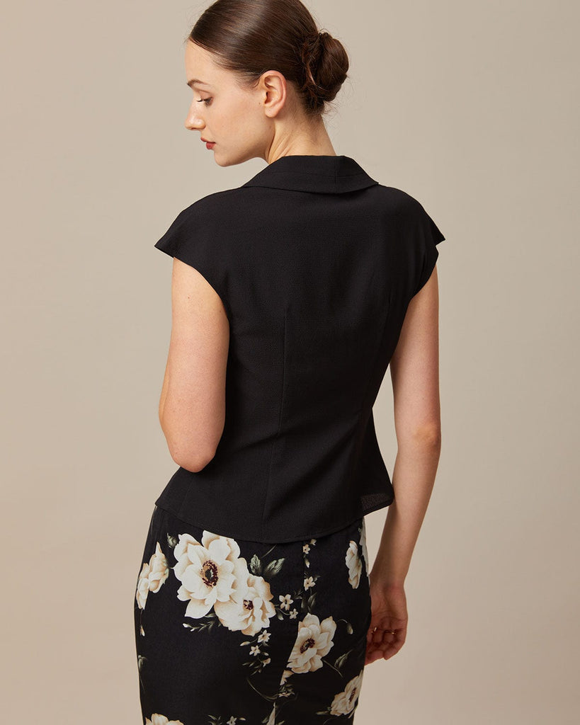 The Black Solid Raglan Sleeve Shirt Tops - RIHOAS