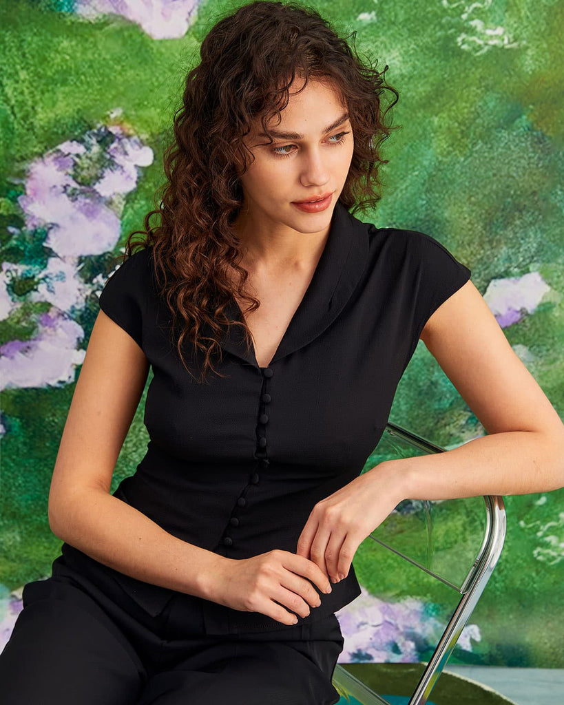 The Black Solid Raglan Sleeve Shirt Tops - RIHOAS