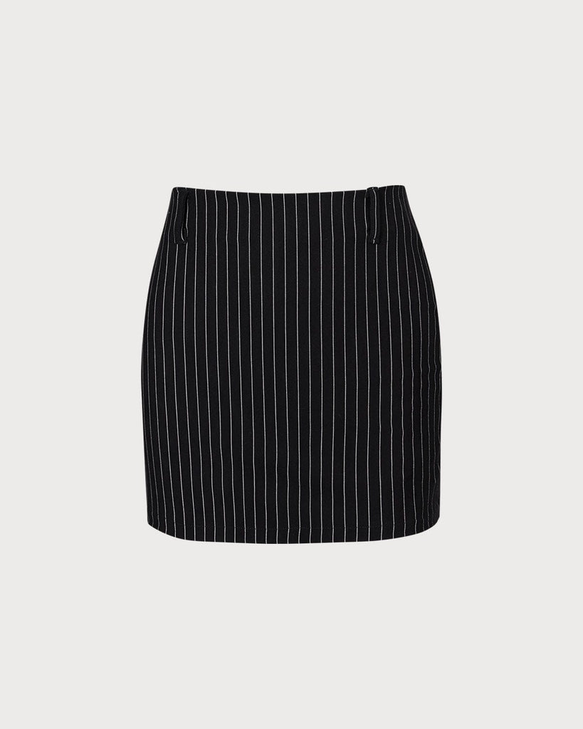 The Black Striped Zipper Mini Skirt Black Bottoms - RIHOAS