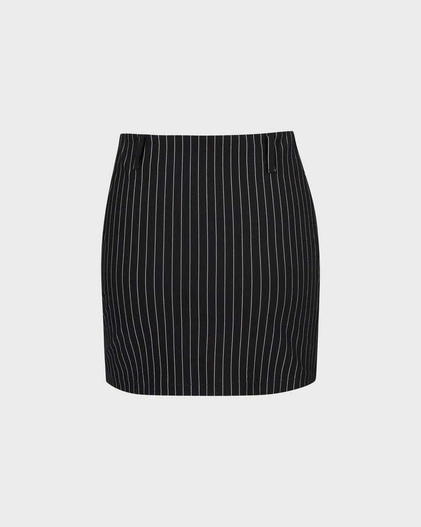 The Black Striped Zipper Mini Skirt Bottoms - RIHOAS