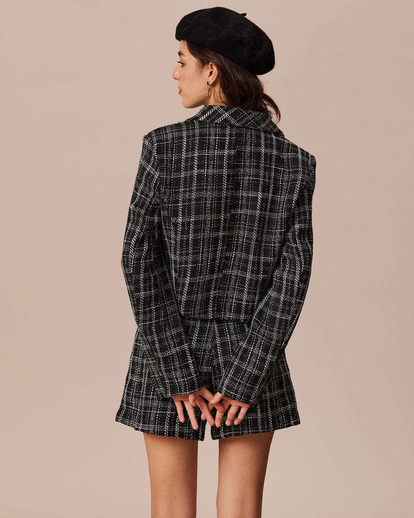The Black Tweed Plaid Jacket Outerwear - RIHOAS