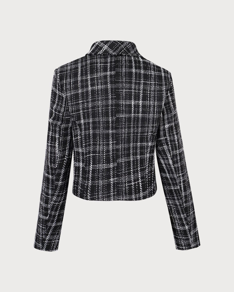 The Black Tweed Plaid Jacket Outerwear - RIHOAS