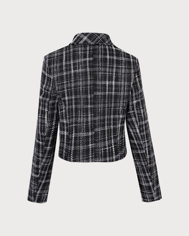 Rihoas Women's Plaid Tweed Jacket