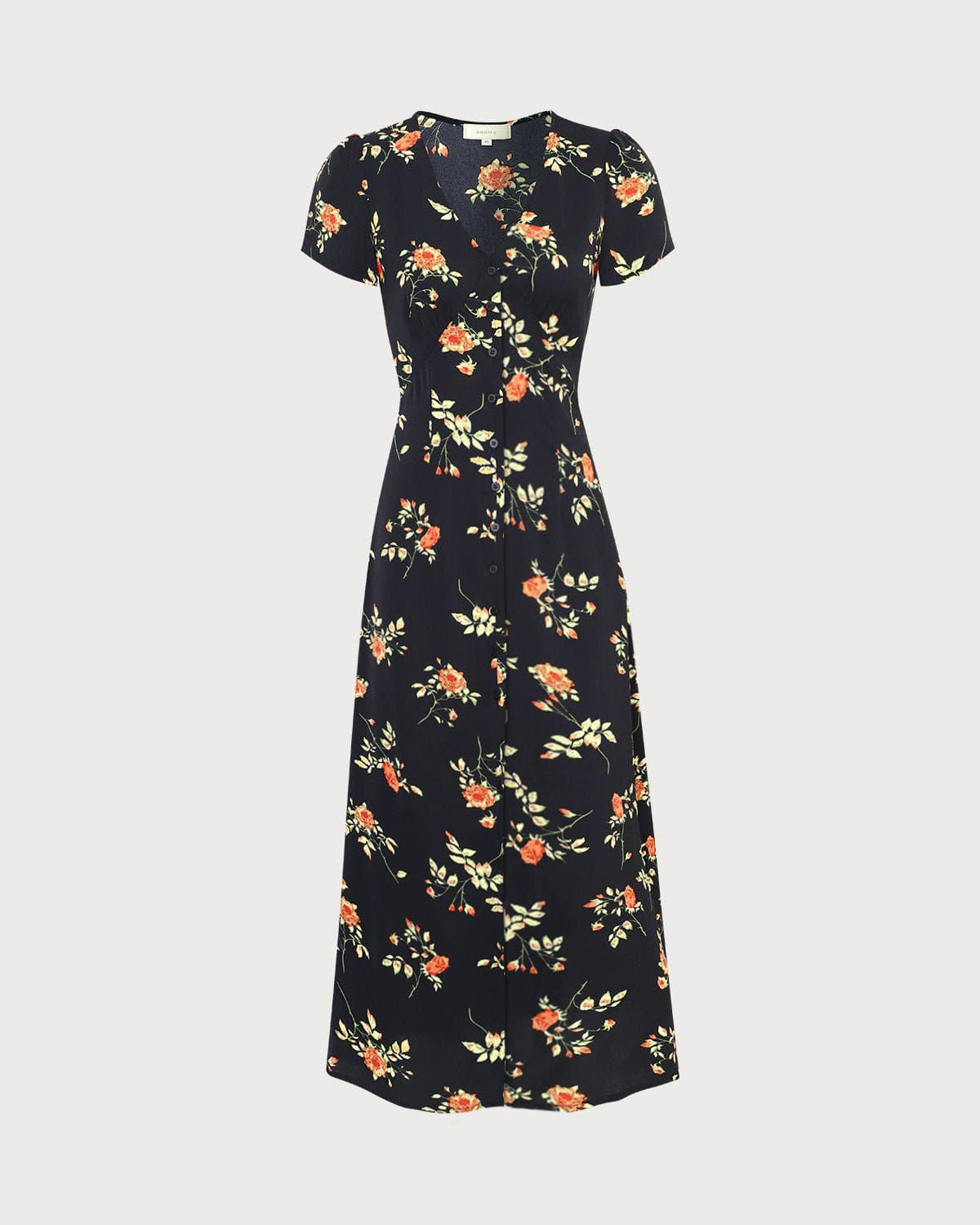 The Black V Neck Floral Short Sleeve Maxi Dress The Black V Neck Floral Short Sleeve Maxi Dress