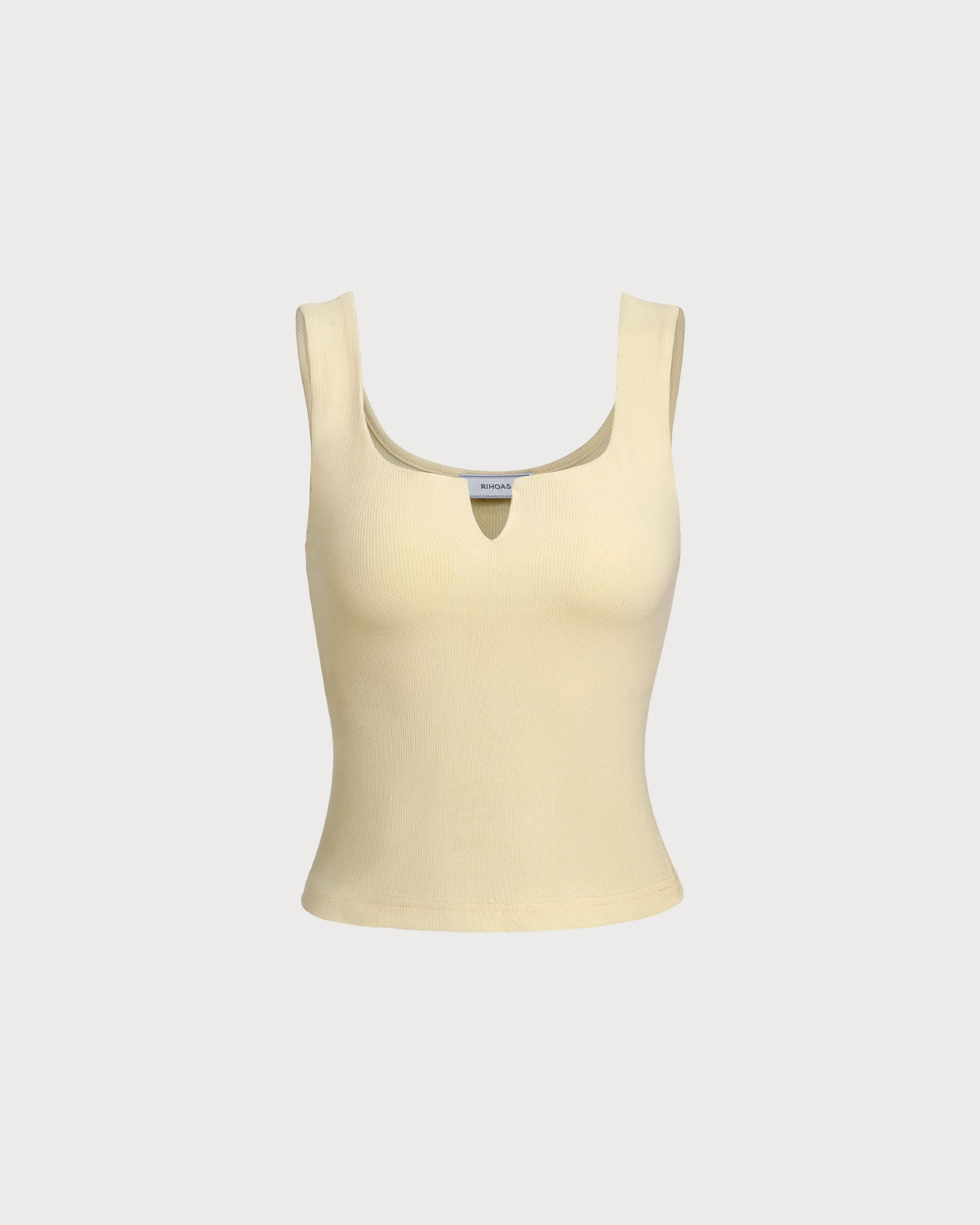 The Black V-Neck Knit Tank Top Yellow Tops - RIHOAS